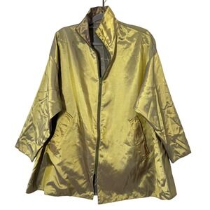 Mycra Pac One Reversible Rain Jacket Size S Green Iridescent Oversized Lagenlook